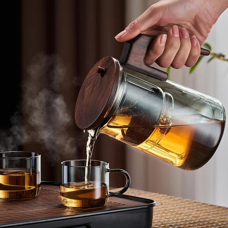 Glass Teapot With Wood Handle